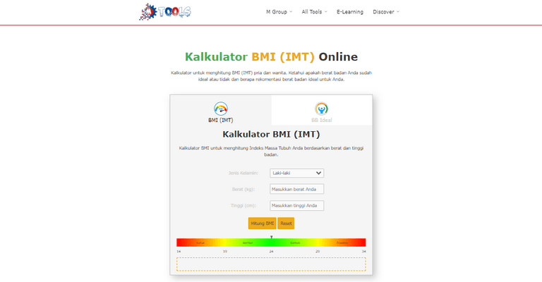 Kalkulator BMI (IMT) + Hitung Berat Badan Ideal - M Tools