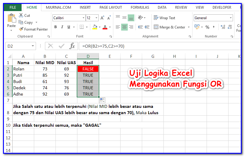 Mengenal Rumus Dan Fungsi Logika Pada Excel Lengkap - M Jurnal