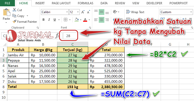 Cara Membuat Satuan Di Belakang Angka Pada Excel Tutorial Excel Hot Sex Picture 3342